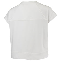 White Brooklyn Nets Lusso Women's Margot Cropped Tri-Blend Cap Sleeve Sweatshirt | NBA