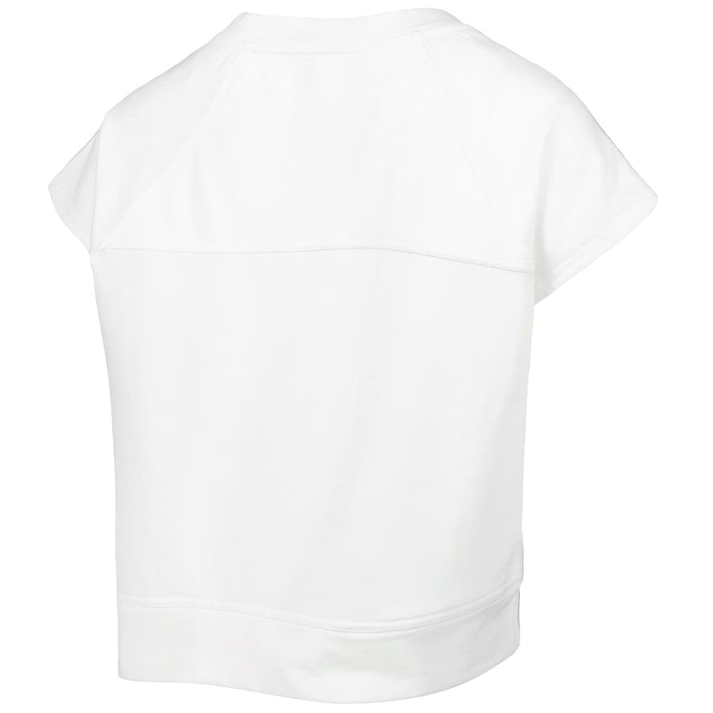 White Golden State Warriors Lusso Women's Margot Cropped Tri-Blend Cap Sleeve Sweatshirt sale | NBA