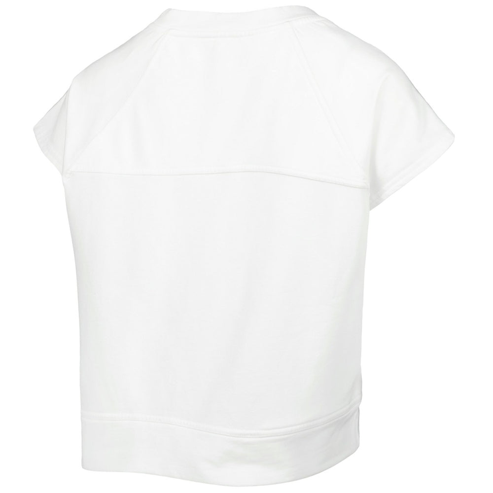 White Phoenix Suns Lusso Women's Margot Cropped Tri-Blend Cap Sleeve Sweatshirt | NBA