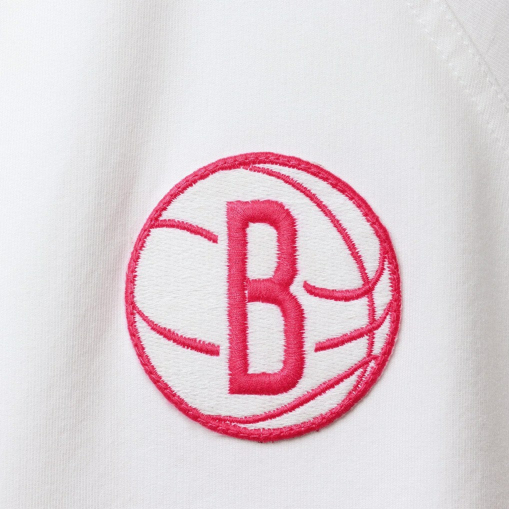 White/Pink Brooklyn Nets Lusso Women's Melody Cuffed Tri-Blend Shorts | NBA