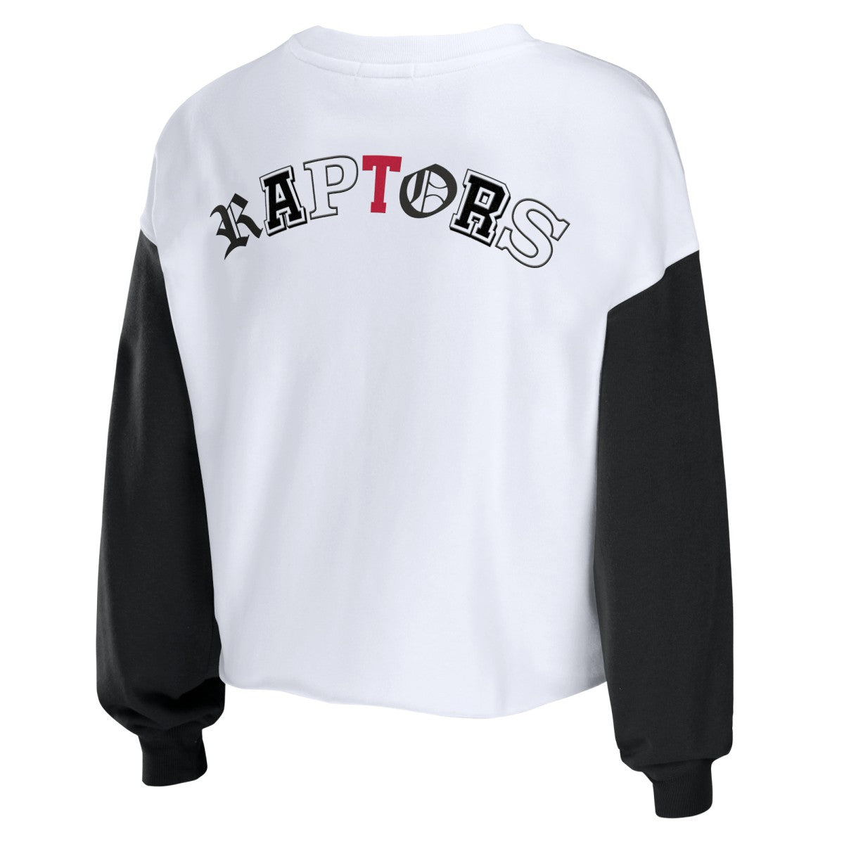 Heather Red Toronto Raptors WEAR by Erin Andrews Women's Mixed Letter Cropped Pullover Sweatshirt | NBA