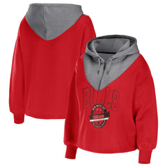 Red Chicago Bulls WEAR by Erin Andrews Women's Pieced Quarter-Zip Hoodie Jacket | NBA