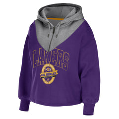 Purple Los Angeles Lakers WEAR by Erin Andrews Women's Pieced Quarter-Zip Hoodie Jacket | NBA