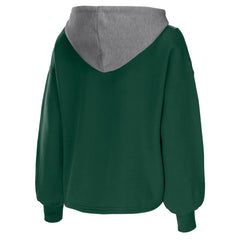 Hunter Green Milwaukee Bucks WEAR by Erin Andrews Women's Pieced Quarter-Zip Hoodie Jacket | NBA