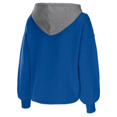 Blue New York Knicks WEAR by Erin Andrews Women's Pieced Quarter-Zip Hoodie Jacket | NBA