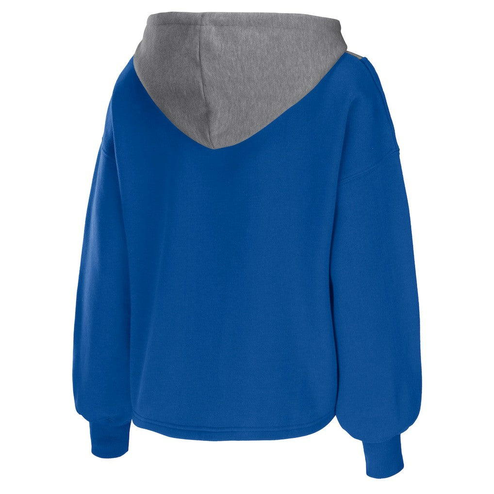 Royal Philadelphia 76ers WEAR by Erin Andrews Women's Pieced Quarter-Zip Hoodie Jacket | NBA