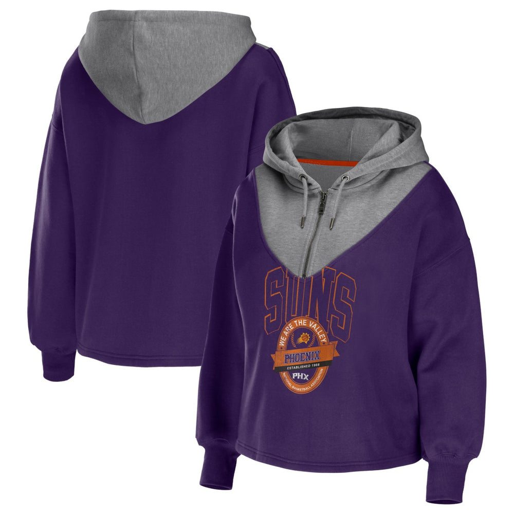 Purple Phoenix Suns WEAR by Erin Andrews Women's Pieced Quarter-Zip Hoodie Jacket | NBA