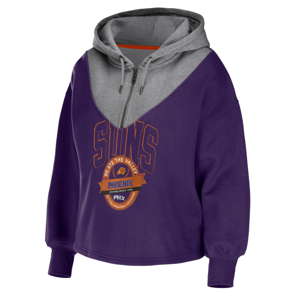 Purple Phoenix Suns WEAR by Erin Andrews Women's Pieced Quarter-Zip Hoodie Jacket | NBA