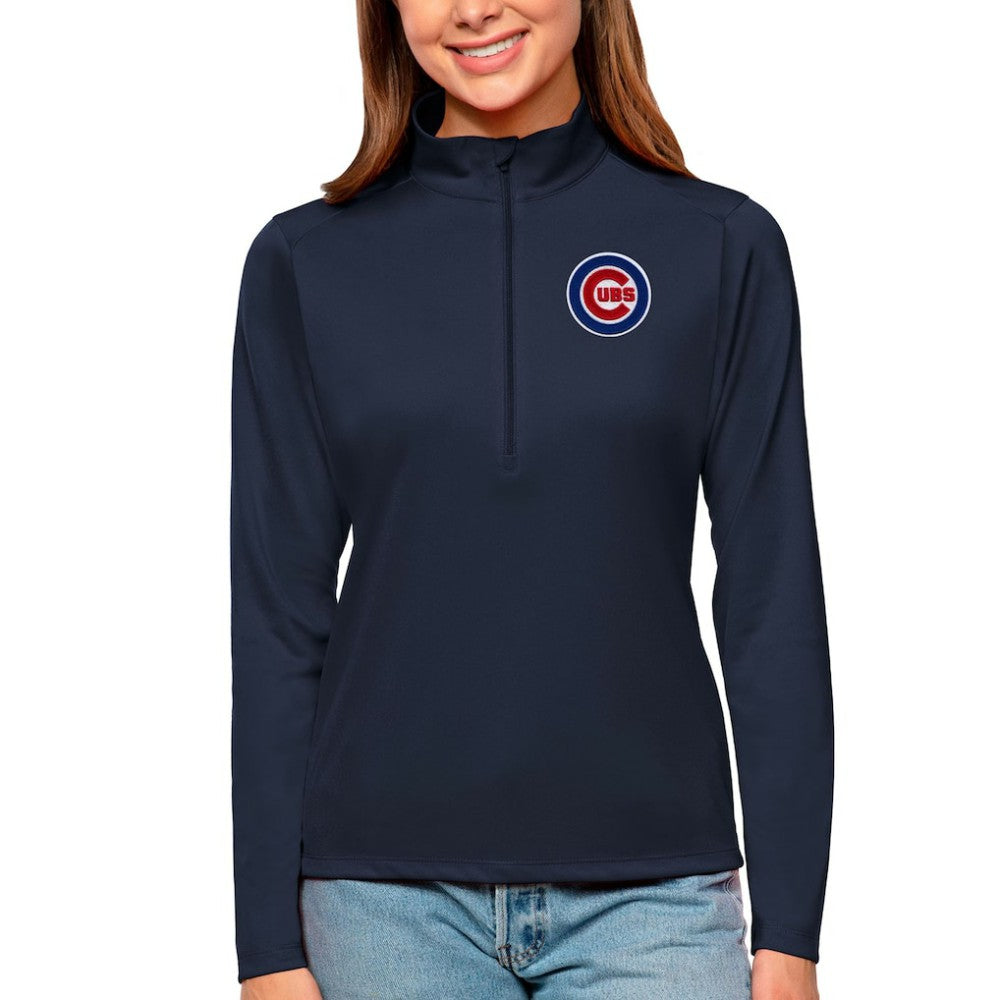 Chicago Cubs Antigua Women's Tribute Quarter-Zip Pullover Top - MLB Pullover