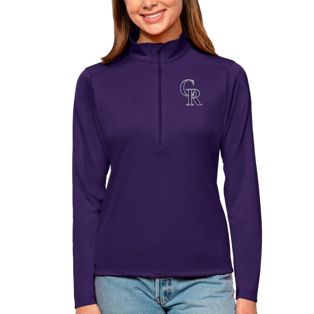 Colorado Rockies Antigua Women's Tribute Quarter-Zip Pullover Top - MLB Pullover
