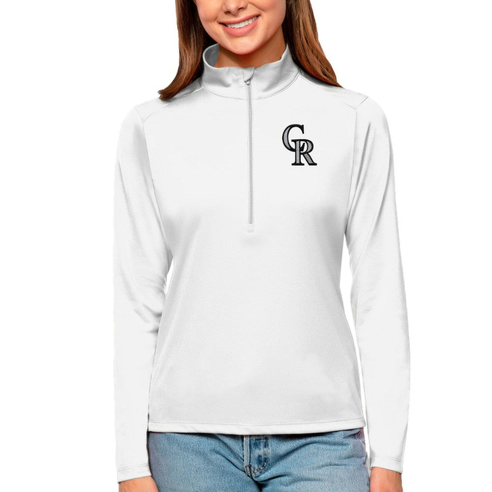 Colorado Rockies Antigua Women's Tribute Quarter-Zip Pullover Top - MLB Pullover
