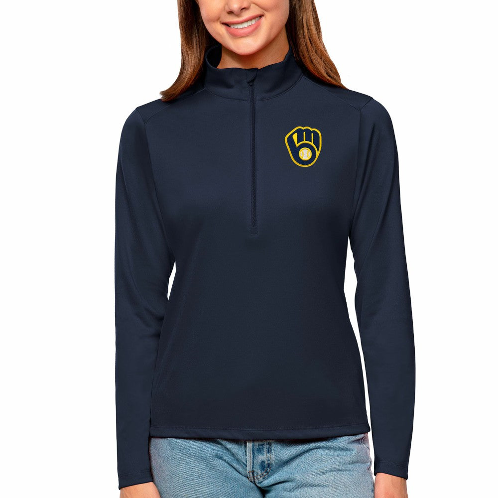 Milwaukee Brewers Antigua Women's Tribute Quarter-Zip Pullover Top - MLB Pullover