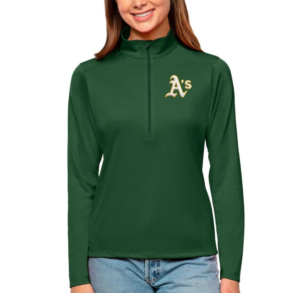 Athletics Antigua Women's Tribute Quarter-Zip Pullover Top - MLB Pullover