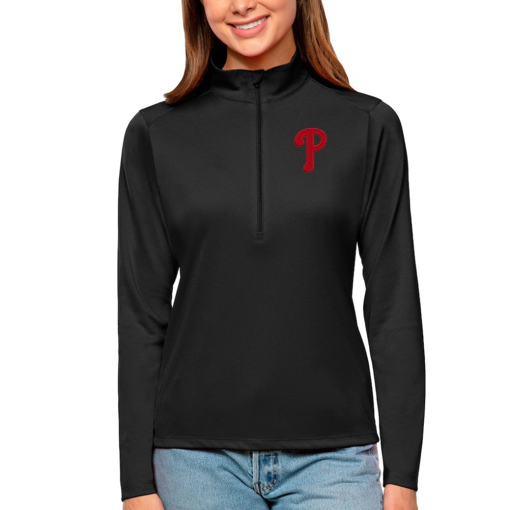 Philadelphia Phillies Antigua Women's Tribute Quarter-Zip Pullover Top - MLB Pullover