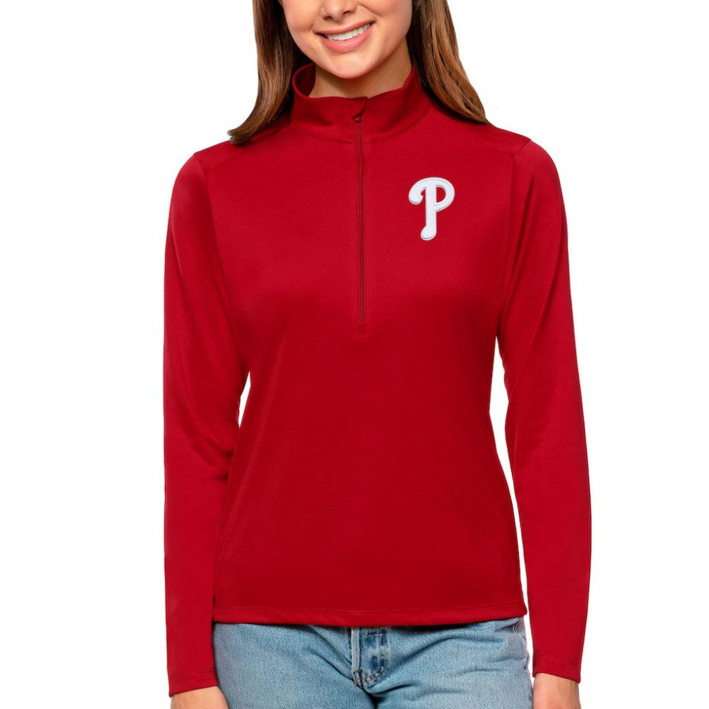 Philadelphia Phillies Antigua Women's Tribute Quarter-Zip Pullover Top - MLB Pullover