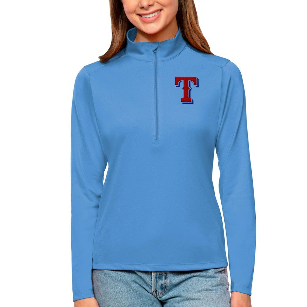 Texas Rangers Antigua Women's Tribute Quarter-Zip Pullover Top - MLB Pullover