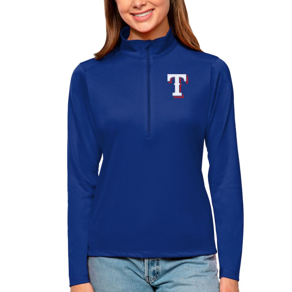 Texas Rangers Antigua Women's Tribute Quarter-Zip Pullover Top - MLB Pullover