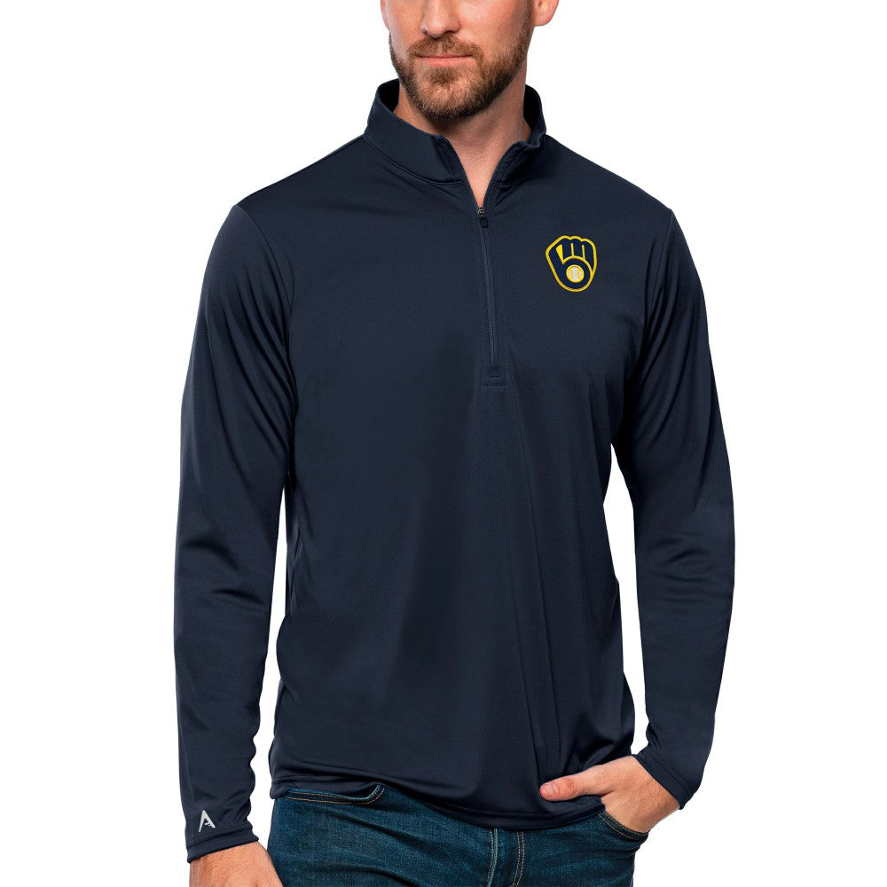 Milwaukee Brewers Antigua Tribute Quarter-Zip Pullover Top - MLB Pullover