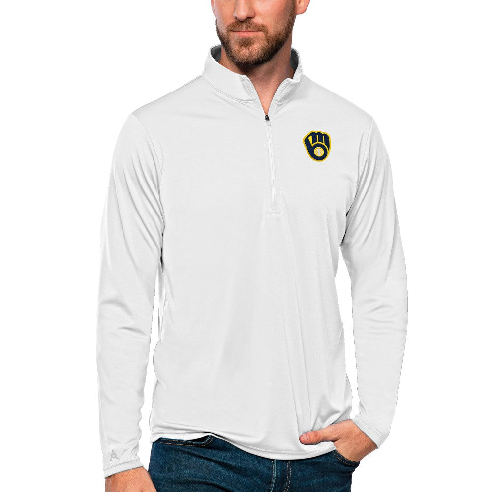 Milwaukee Brewers Antigua Tribute Quarter-Zip Pullover Top - MLB Pullover