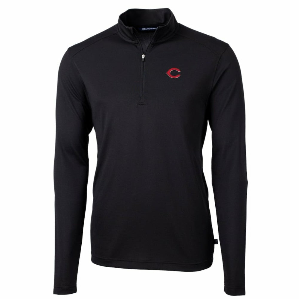 Cincinnati Reds Cutter & Buck Big & Tall Virtue Eco Pique Quarter-Zip Pullover Jacket - MLB Jackets