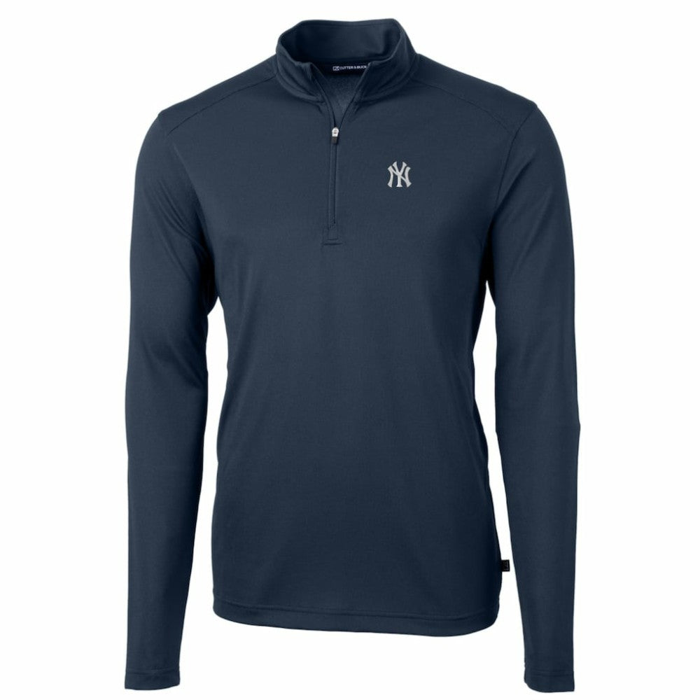 New York Yankees Cutter & Buck Big & Tall Virtue Eco Pique Quarter-Zip Pullover Jacket - MLB Jackets