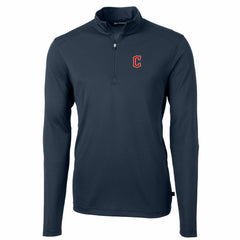 Cleveland Guardians Cutter & Buck Big & Tall Virtue Eco Pique Quarter-Zip Pullover Jacket - MLB Jackets