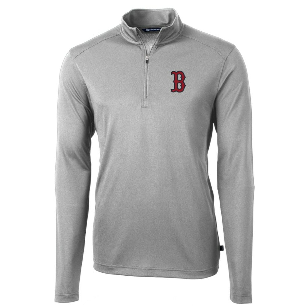 Boston Red Sox Cutter & Buck Big & Tall Virtue Eco Pique Quarter-Zip Pullover Jacket - MLB Jackets