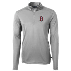 Boston Red Sox Cutter & Buck Big & Tall Virtue Eco Pique Quarter-Zip Pullover Jacket - MLB Jackets