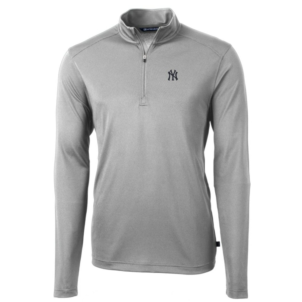 New York Yankees Cutter & Buck Big & Tall Virtue Eco Pique Quarter-Zip Pullover Jacket - MLB Jackets