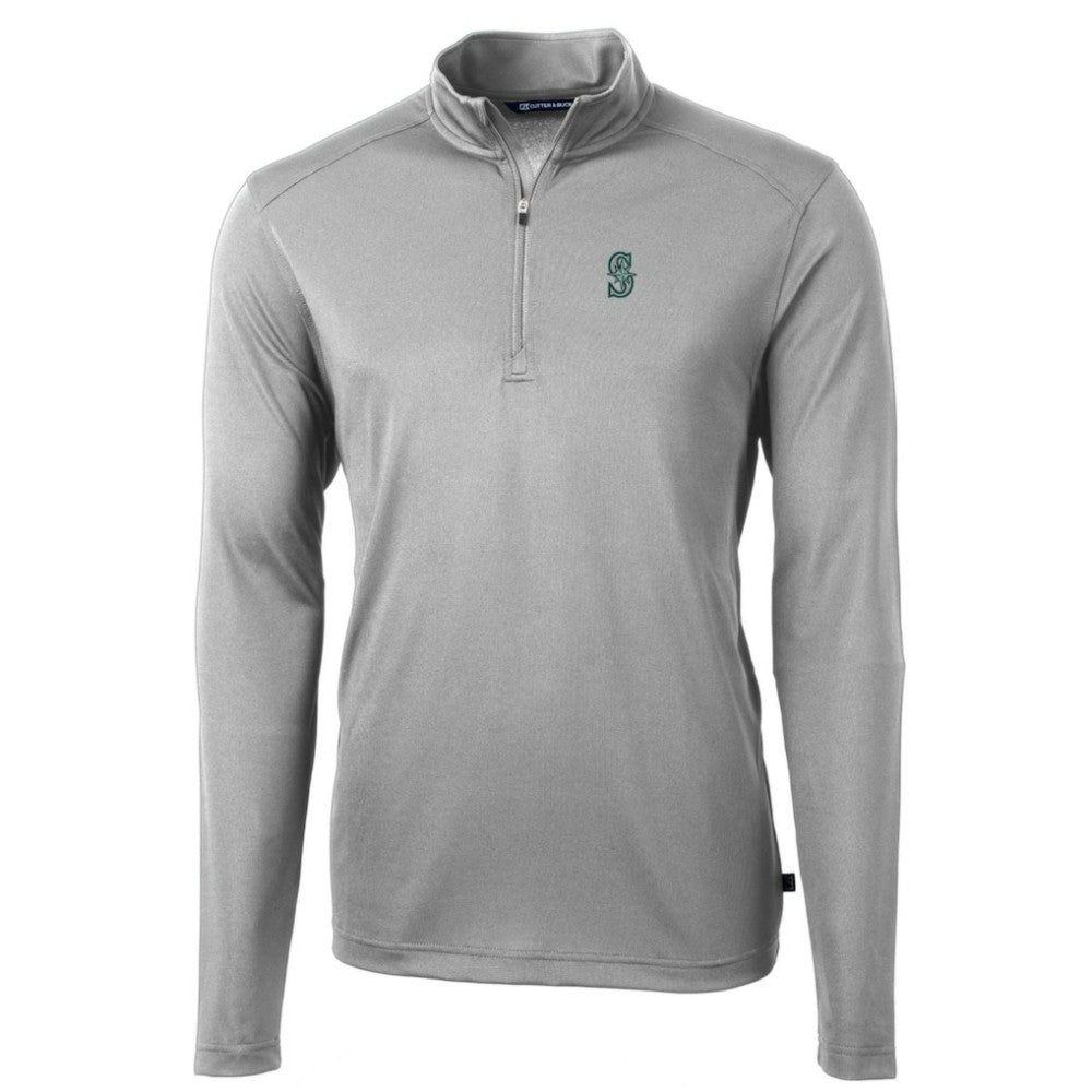 Seattle Mariners Cutter & Buck Big & Tall Virtue Eco Pique Quarter-Zip Pullover Jacket - MLB Jackets