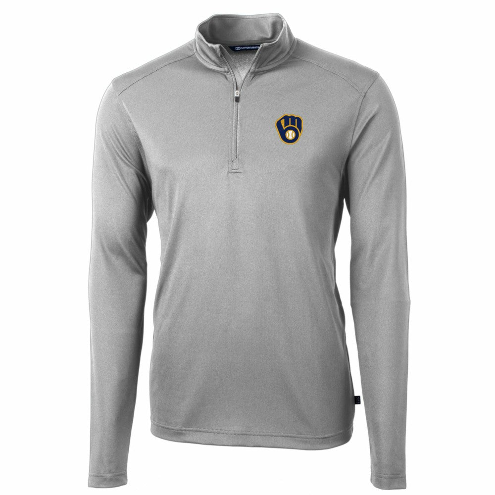 Milwaukee Brewers Cutter & Buck Big & Tall Virtue Eco Pique Quarter-Zip Pullover Jacket - MLB Jackets