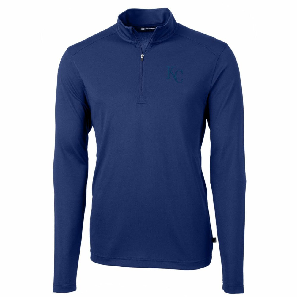 Kansas City Royals Cutter & Buck Big & Tall Virtue Eco Pique Quarter-Zip Pullover Jacket - MLB Jackets