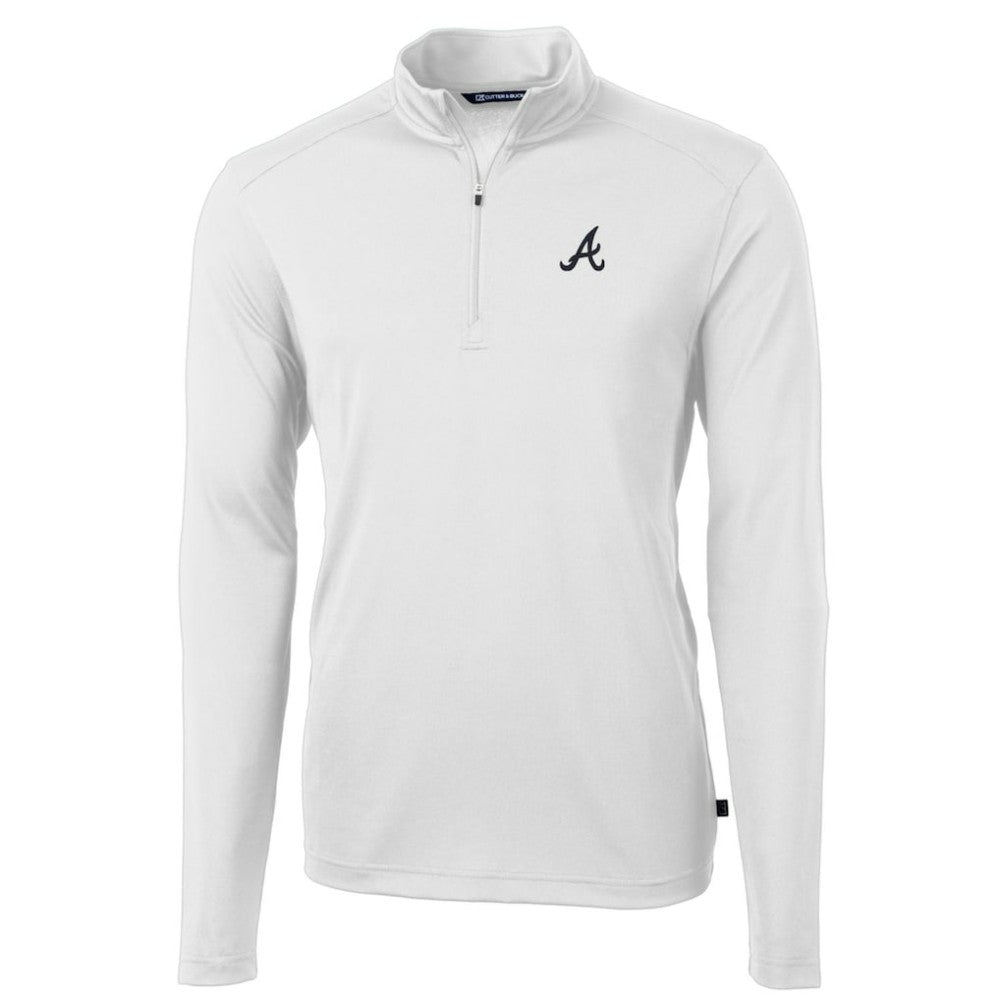 Atlanta Braves Cutter & Buck Big & Tall Virtue Eco Pique Quarter-Zip Pullover Jacket - MLB Jackets