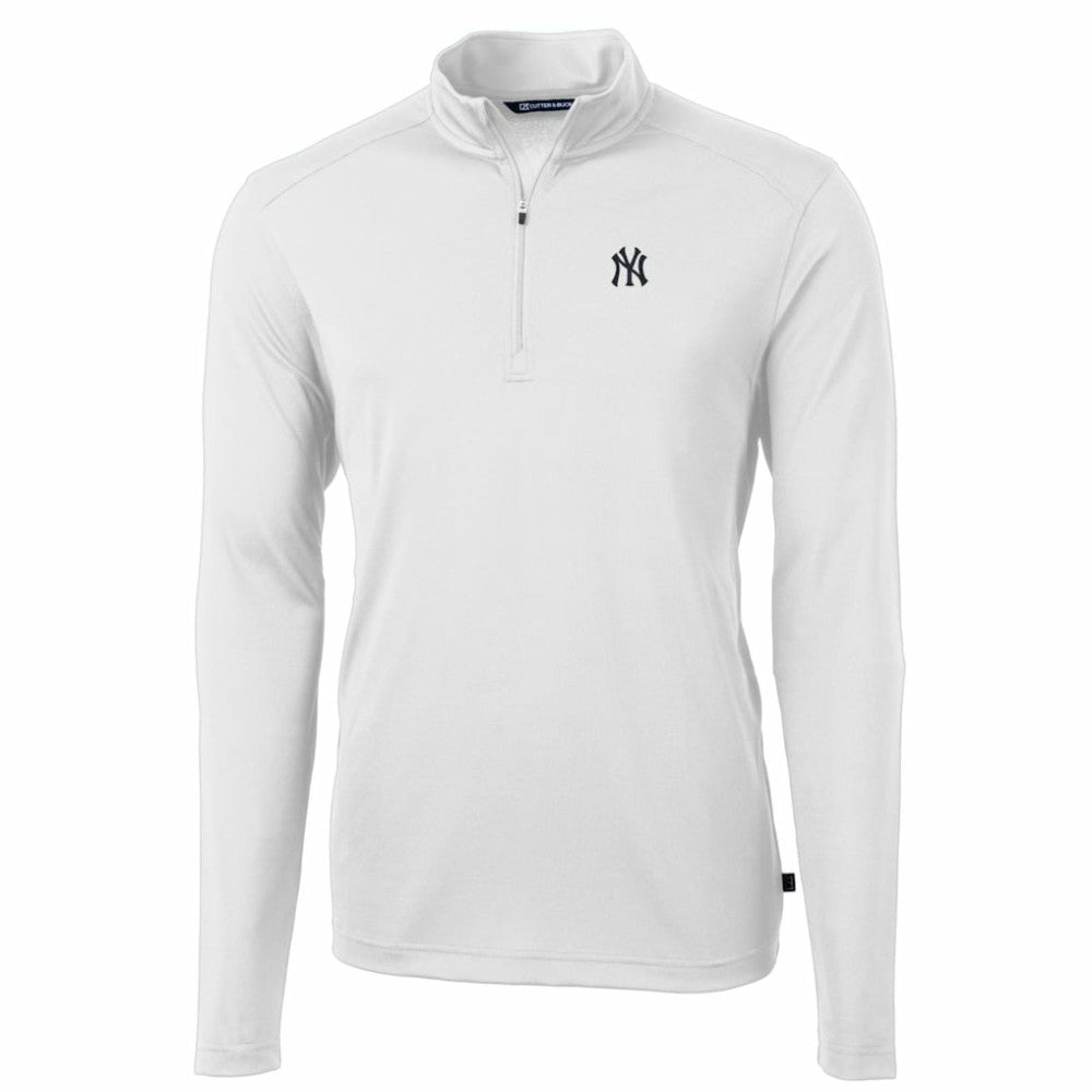 New York Yankees Cutter & Buck Big & Tall Virtue Eco Pique Quarter-Zip Pullover Jacket - MLB Jackets