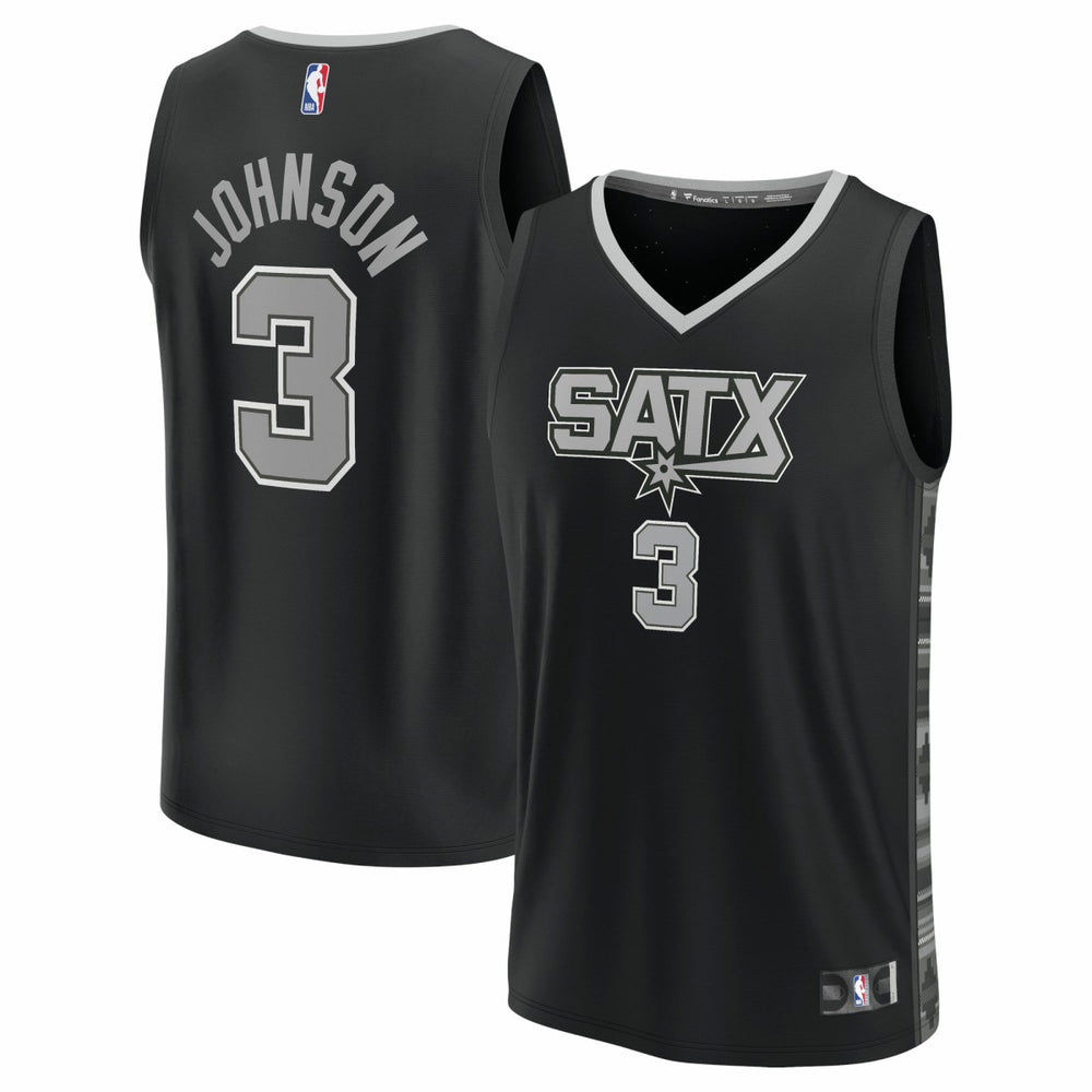 Black Keldon Johnson San Antonio Spurs Fast Break Replica Player Jersey | NBA