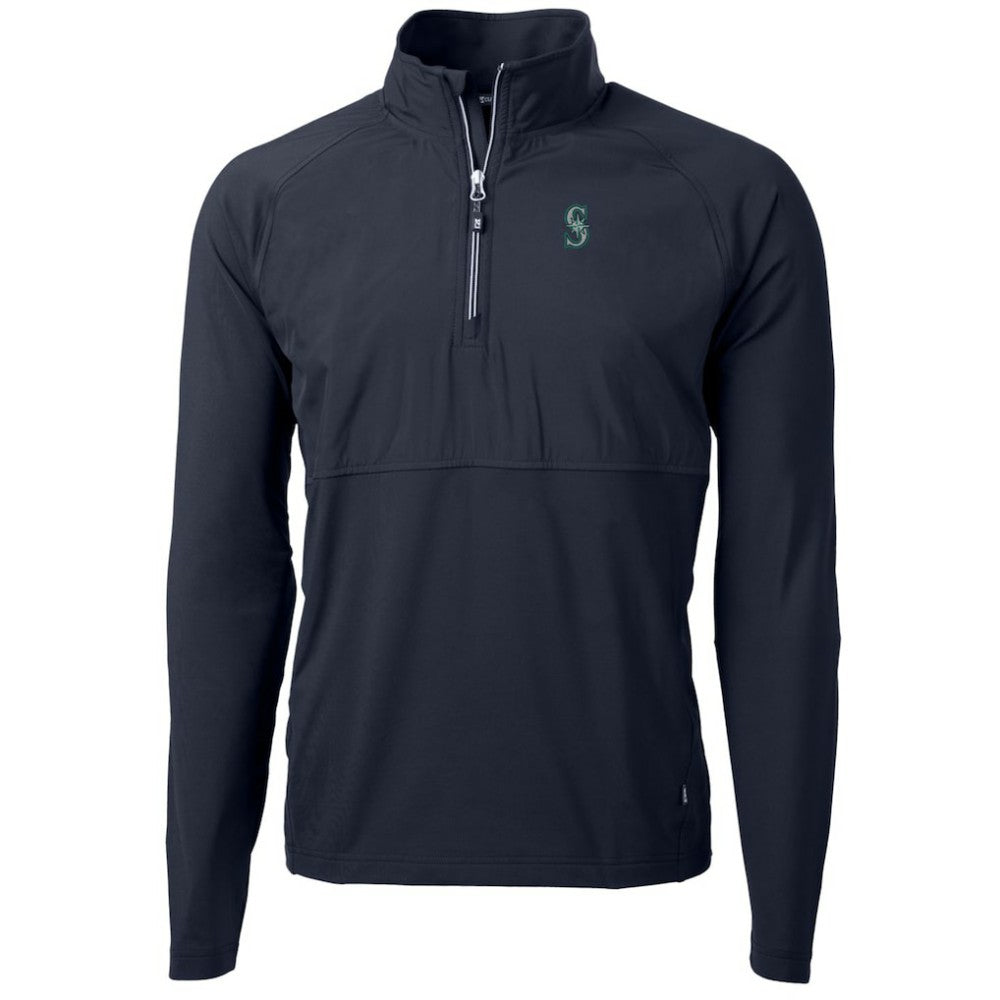 Seattle Mariners Cutter & Buck Adapt Eco Knit Hybrid Recycled Quarter-Zip Pullover Jacket - MLB Jackets