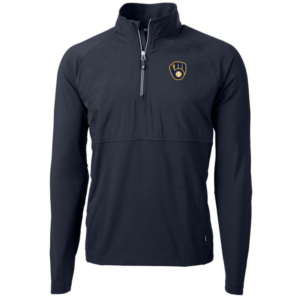 Milwaukee Brewers Cutter & Buck Adapt Eco Knit Hybrid Recycled Quarter-Zip Pullover Jacket - MLB Jackets