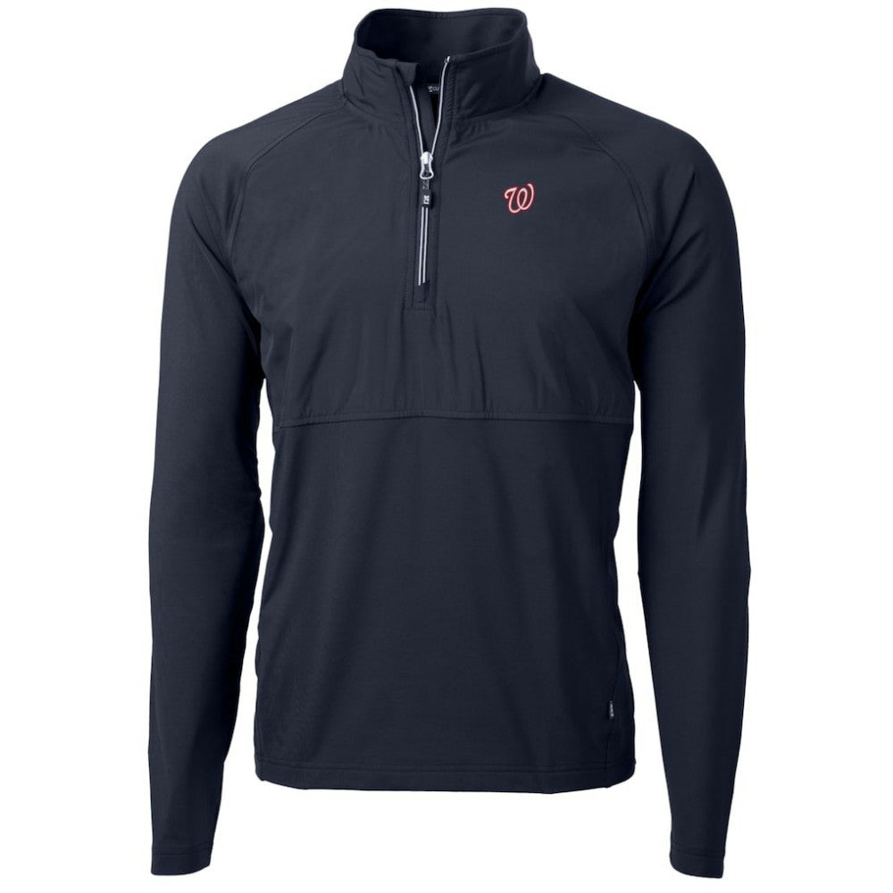 Washington Nationals Cutter & Buck Adapt Eco Knit Hybrid Recycled Quarter-Zip Pullover Jacket - MLB Jackets