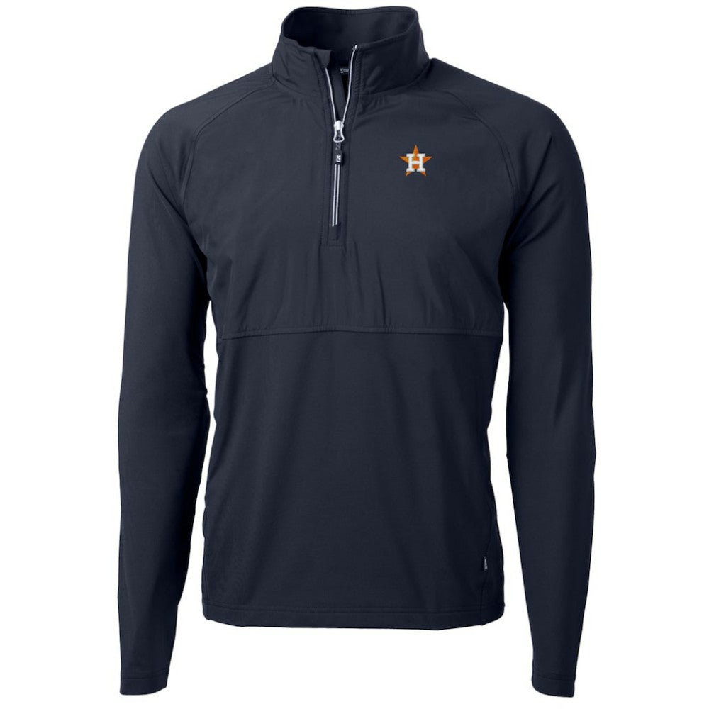 Houston Astros Cutter & Buck Adapt Eco Knit Hybrid Recycled Quarter-Zip Pullover Jacket - MLB Jackets