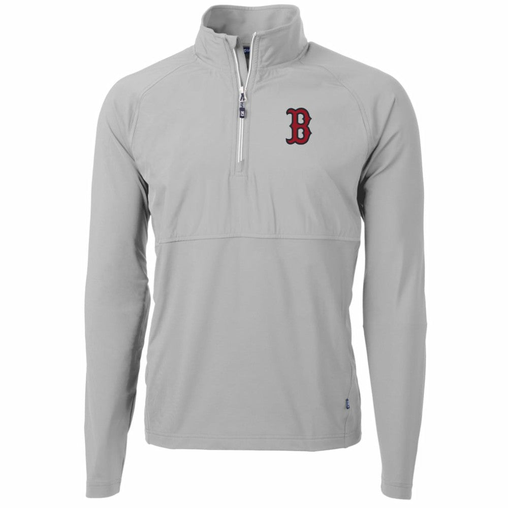 Boston Red Sox Cutter & Buck Adapt Eco Knit Hybrid Recycled Quarter-Zip Pullover Jacket - MLB Jackets