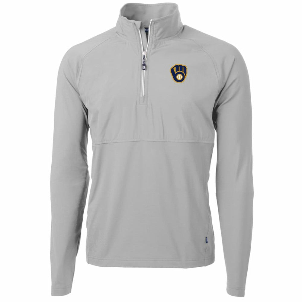Milwaukee Brewers Cutter & Buck Adapt Eco Knit Hybrid Recycled Quarter-Zip Pullover Jacket - MLB Jackets