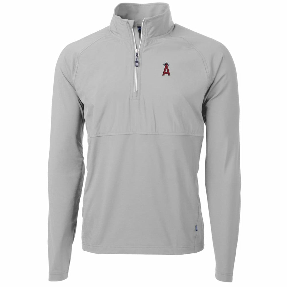 Los Angeles Angels Cutter & Buck Adapt Eco Knit Hybrid Recycled Quarter-Zip Pullover Jacket - MLB Jackets