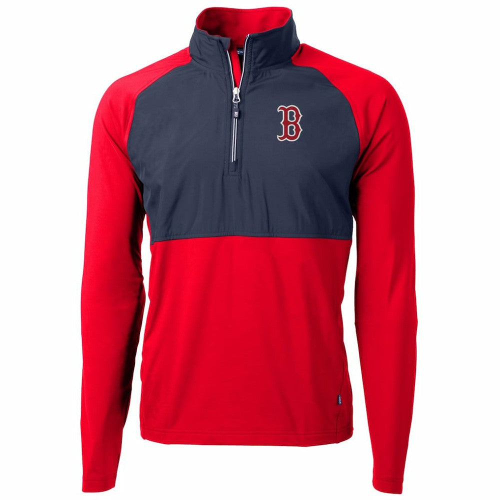 Boston Red Sox Cutter & Buck Adapt Eco Knit Hybrid Recycled Quarter-Zip Pullover Jacket - MLB Jackets