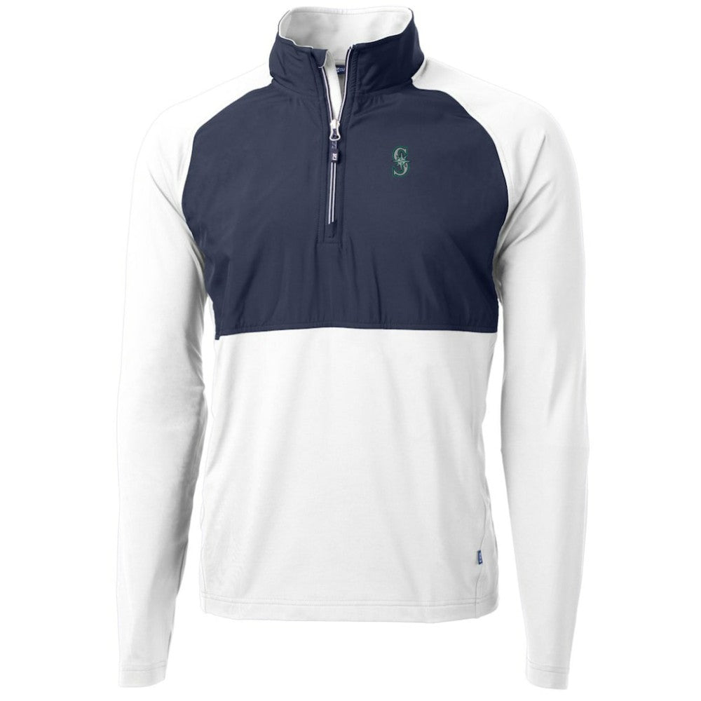 Seattle Mariners Cutter & Buck Adapt Eco Knit Hybrid Recycled Quarter-Zip Pullover Jacket - MLB Jackets