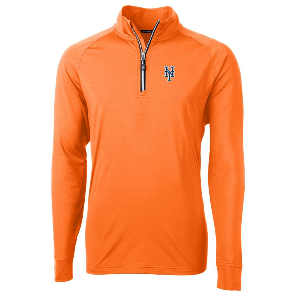 New York Mets Cutter & Buck Adapt Eco Knit Stretch Recycled Quarter-Zip Pullover Jacket - MLB Jackets