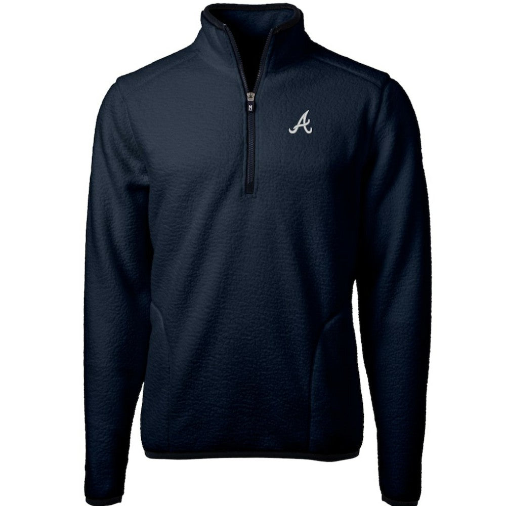 Atlanta Braves Cutter & Buck Cascade Eco Sherpa Fleece Quarter-Zip Pullover Jacket - MLB Jackets