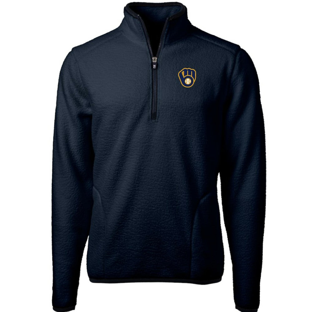 Milwaukee Brewers Cutter & Buck Cascade Eco Sherpa Fleece Quarter-Zip Pullover Jacket - MLB Jackets
