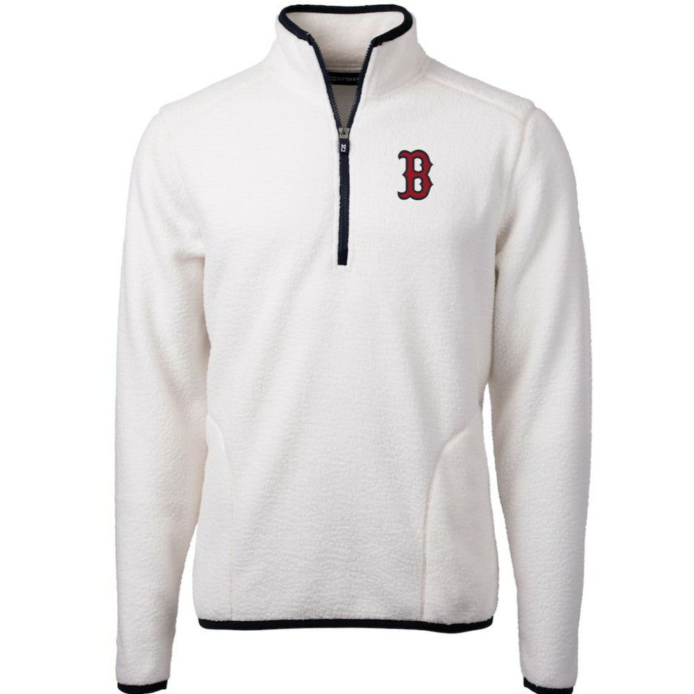 Boston Red Sox Cutter & Buck Cascade Eco Sherpa Fleece Quarter-Zip Pullover Jacket - MLB Jackets