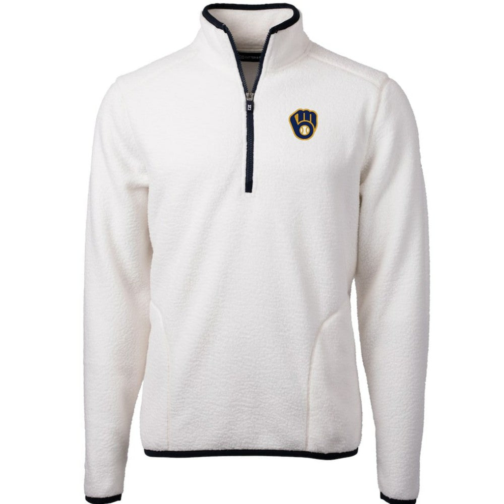 Milwaukee Brewers Cutter & Buck Cascade Eco Sherpa Fleece Quarter-Zip Pullover Jacket - MLB Jackets