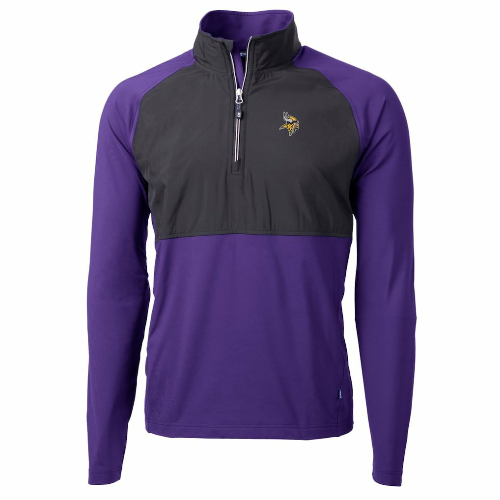 Minnesota Vikings Cutter & Buck Adapt Eco Knit Hybrid Recycled Quarter-Zip Raglan Jacket | NFL New